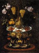 A fountain of grape vines, roses and apples in a conch shell  Juan de  Espinosa